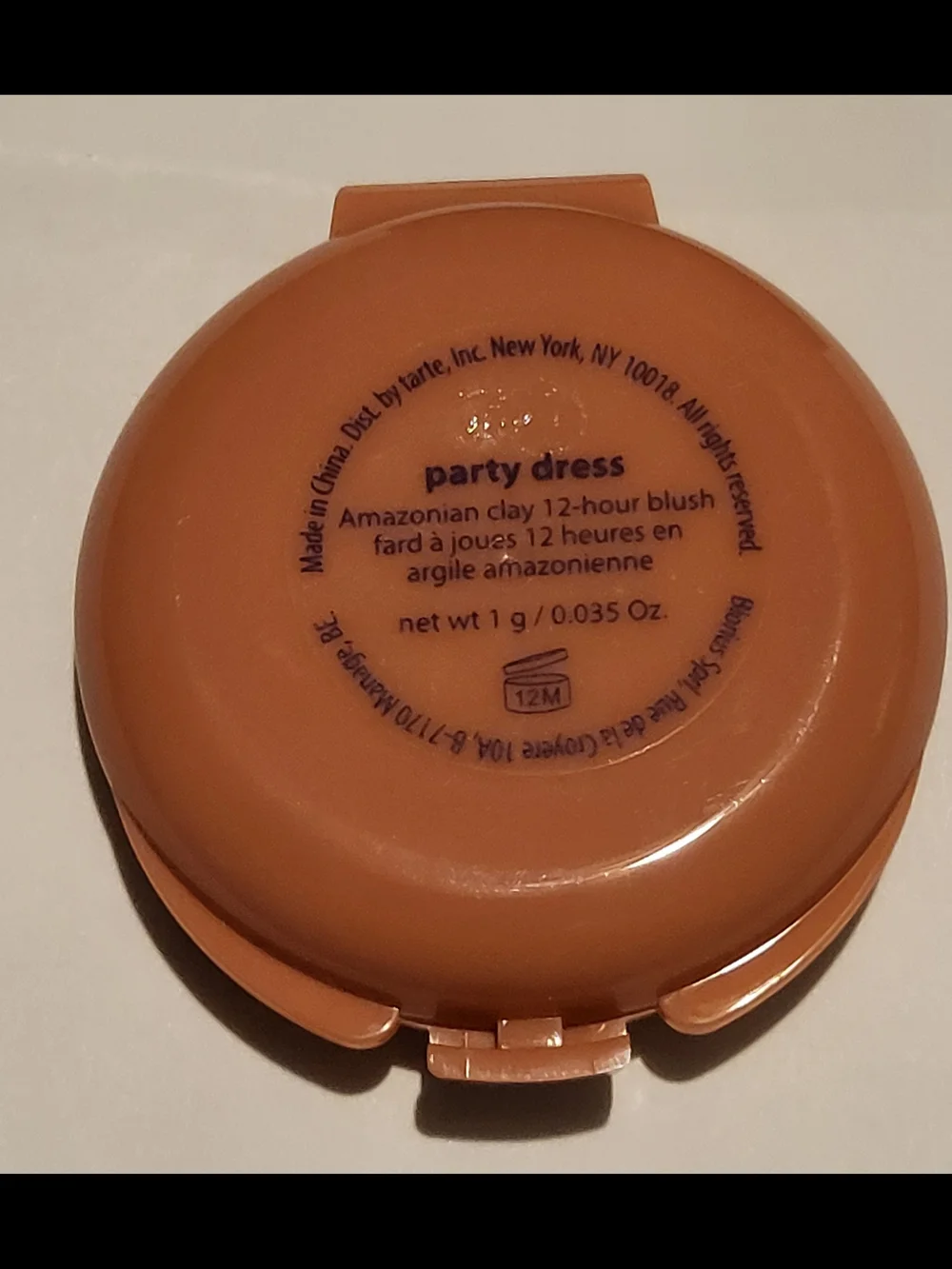 Tarte Amazonian Clay 12hr Blush Cheek Party Dress Travel Deluxe 0.5 Oz Neutral